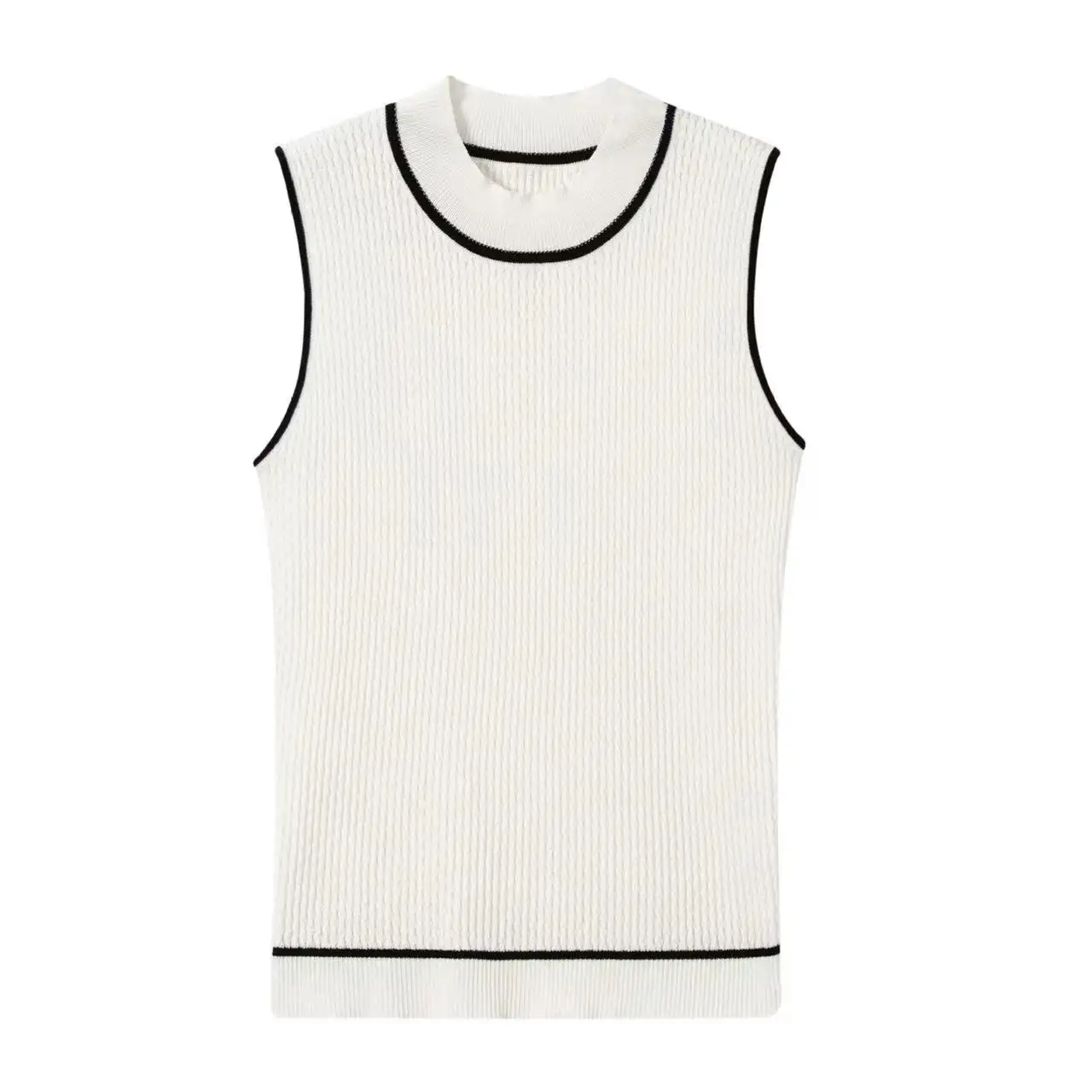 2022 Women's spring Clashing halter vest knitwear Sleeveless white sweater