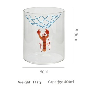 Taza de Agua de Vidrio de Borosilicato con Diseño de Pez Adorable, Creativa con Relieve y Adhesivo de Alta Calidad, Resistente al Calor para Oficina, Taza para Té/Jugo/Café - Product Image 6