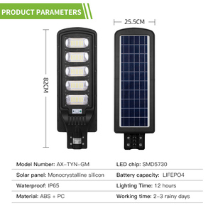 Aixuan <span class=keywords><strong>Farola</strong></span> Solar comercial impermeable <span class=keywords><strong>50W</strong></span> 100W 150W 200W 250W 300W Lampadaire Solaire lámpara <span class=keywords><strong>Led</strong></span> para exteriores Luz de calle Solar - Product Image 3