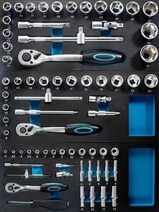 7-दराज लॉकयोग्य स्टेनलेस टॉप भारी शुल्क आयरन टोलबॉक्स ब्लू स्टील 180 पीसी ऑटो मरम्मत कार्यशाला उपकरण - Product Image 4