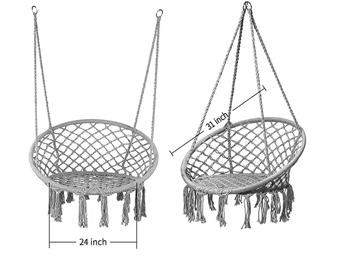 Macrame swing hanging chair with tassels knitted Cotton rope lace hammock swing chair