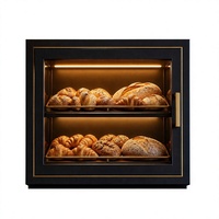 Wandmontierte Bäckerei-Vitrine mit Glastür, Warmlicht-LED, Zwei Regale, Brot- und Gebäckvitrine