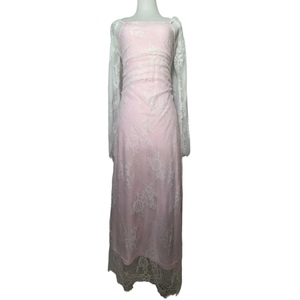 Set di Abiti in Pizzo a 2 Pezzi per Donna: Vestito <span class=keywords><strong>Lungo</strong></span> con Spalline Sottili e Shrug Coordinato in Pizzo per Serate Eleganti Sehe Fashion - Product Image 6