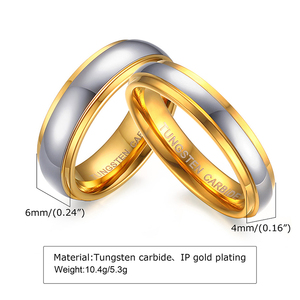 Vente chaude au Ghana, alliances de mariage en tungstène plaqué <span class=keywords><strong>or</strong></span> 18 carats pour couples, cadeaux d'anniversaire pour les amoureux, alliances de mariage pour femmes - Product Image 2