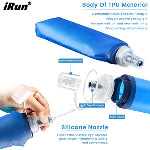 <span class=keywords><strong>IRun</strong></span>, logotipo impreso personalizado, frasco suave sin BPA, botella de agua plegable de silicona TPU plegable para paquete de hidratación para correr - Product Image 2