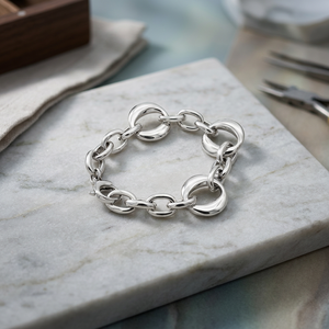 Pulseras de Cadena de Eslabones Ovalados Lisos de Plata 925, Tamaños Variados - Product Image 2