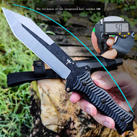Couteau tactique à lame fixe 7Cr13 Full Tang Stonewash avec manche en fibre de nylon, couteau de survie en plein air avec étui Kydex