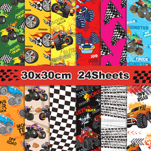 WW072 dekorasi Album foto pembungkus Hadiah pola truk Monster pesta mobil balap kertas Scrapbook DIY untuk pembuatan kartu DIY dekorasi - Product Image 3