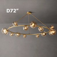 Lustre moderne de 36 pouces pour salon, créatif, avec globes suspendus en verre soufflé effet fumée
