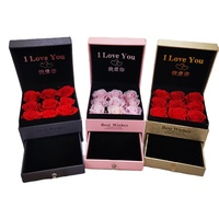 Valentinstag Großhandel Konservierte Blumen Rosen-Box Schmuckbox Blumengeschenk für Muttertag Weihnachten