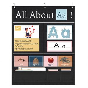 Tabla de Letras de Tela Educativa para Niños, Profesores y Preescolar, 27x34 Pulgadas, Negro/Azul/Colores Personalizados - Product Image 1