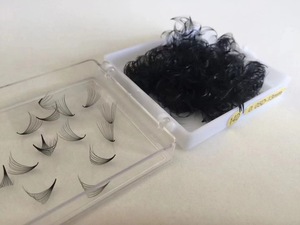 Extensiones de pestañas 3D-14D de fibra PBT coreana hecha a mano con etiqueta privada personalizada, pestañas sueltas de volumen negro mate suave con CC para - Product Image 5