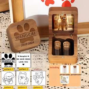 Boîte <span class=keywords><strong>de</strong></span> Souvenir Personnalisée pour Animaux <span class=keywords><strong>de</strong></span> Compagnie : Bois Naturel, Nom/Date Gravés, Pots Commémoratifs pour Poils/Dents/Ongles - Product Image 4