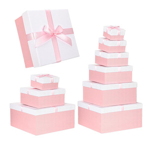 Màu hồng lớn làm tổ Hộp Quà Tặng Ribbon vuông gói xếp chồng sinh nhật đám cưới cô dâu bên trang trí hiện tại hộp có nắp đậy - Product Image 1