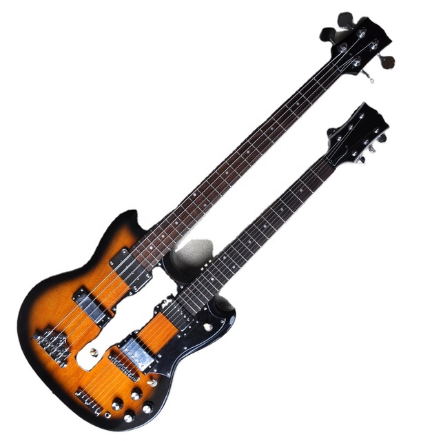 Flyoung Cheap Price Mahogany Body Double Neck 4 + 6 Strings Electric Bass Guitar