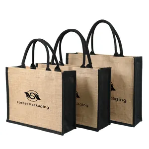 Customized Gift Plain Printed Shopping Travel Jute Tote Bag Burlap With Logo