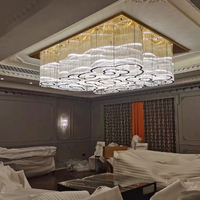 Éclairage de projet en cristal Led plafond luxe moderne luminaires suspendus hall d'hôtel lustre de salle de bal