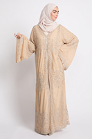 Robe Abaya de style nouveau luxueux avec perles brodées personnalisées, manches longues, cape Abaya ouverte pour femmes musulmanes