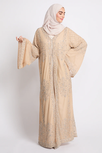 Vestido Abaya de Nuevo Estilo Lujoso con Cuentas Bordadas Personalizadas, Abaya Abierta de Manga Larga para Mujeres Musulmanas - Product Image 3