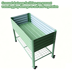 Fioriera Rialzata in Acciaio Zincato con Ruote, Facile <span class=keywords><strong>da</strong></span> Montare, con Ripiano Inferiore per Verdure - Product Image 6