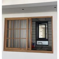 Hochwertiges japanisches Retro-Schiebefenster mit horizontalem Bogen, Schallschutz, Aluminiumlegierungsrahmen und geriffeltem Glas für Villeninterieur