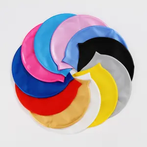 사용자 정의 로고 도매 고품질 저렴한 방수 미끄럼 유니섹스 실리콘 순수 컬러 수영 모자 성인