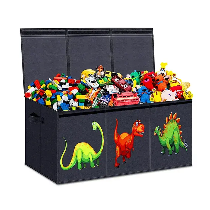 Hot Style Kids Toys Baby Clothes Folding Storage Box Foldable Fabric Kids Toy Storage Box with Animal Embroidery