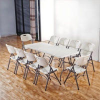 Tables pliantes rectangulaires robustes de 96 pouces (8 pieds) en HDPE blanc pour hôtels et restaurants, fourniture directe usine