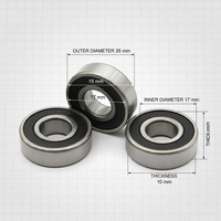 Roulement à billes 6003 2RS 17x35x10mm à gorge profonde, roulement de pompe à eau, roulement automobile, fabriqué en Chine par Transhaft