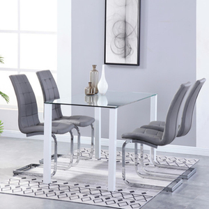 Juego de sillas cromadas modernas para <span class=keywords><strong>comedor</strong></span>, juego de asientos con patas cromadas a precio de fábrica, con 4 sillas - Product Image 2