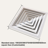 Diffuseur d'air mural carré personnalisable 600x600mm, flux d'air multidirectionnel, grille de ventilation moderne en alliage d'aluminium pour hôtels et hôpitaux