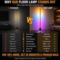 Lampe de sol LED RGBIC+CCT 36W avec haut-parleur sans fil intégré, lumière à double zone TWS, 16 millions de couleurs, contrôle par application pour salle de jeu, home cinéma
