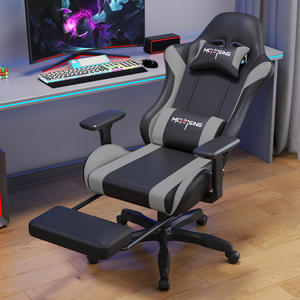 Silla ergonómica de lujo para juegos con respaldo alto y reposapiés Material de diseño de cuero moderno Silla ergonómica para juegos de ordenador - Product Image 4