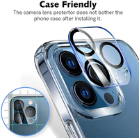 Ensemble d'accessoires de protection antichoc 3 pièces, coque de téléphone, protection d'écran en verre trempé pour iPhone 16 15 Pro, protection d'objectif d'appareil photo