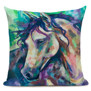 Moderne Vierkante Paardenkunst Kussensloop Retro Dierlijke Olieverfschilderij Kussenhoes Voor Thuis Of Hotel Decor - Product Image 2