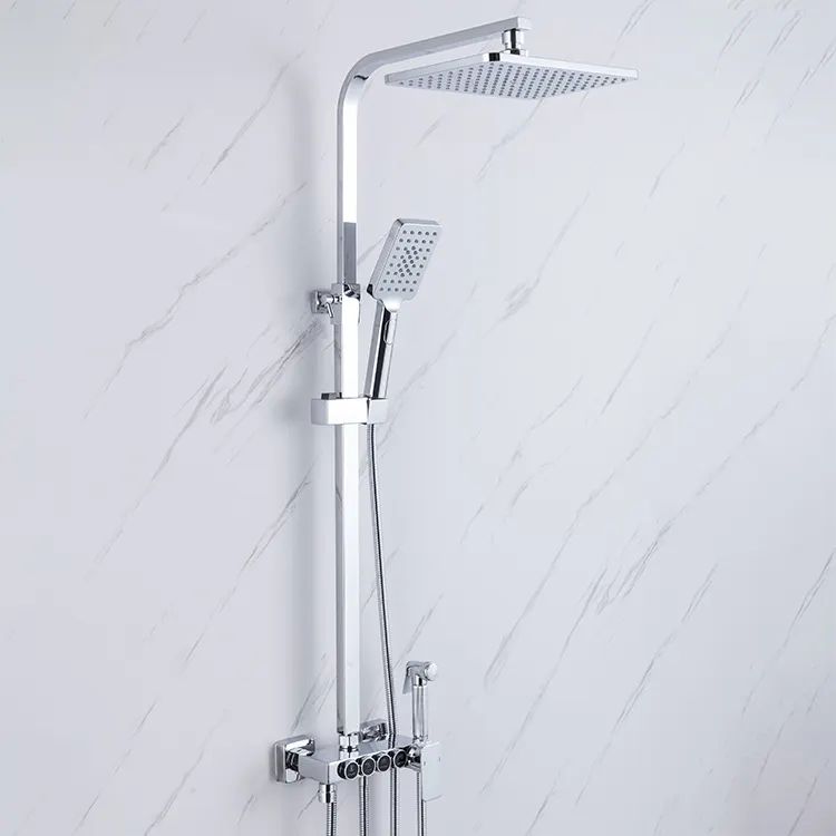 Modern duvara monte yüksek basınçlı duş başlığı ve elduşlu banyo duş bataryası setleri