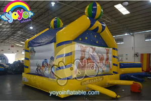Château gonflable Aladdin 15x15, thème tapis magique, jaune, PVC de qualité commerciale, location pour fêtes d'enfants - Product Image 2