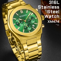 Reloj de Cuarzo Cronógrafo de Acero Inoxidable para Hombre, Diseño Multicolor, de Lujo, Alta Calidad, Última Moda 2024, 5 BAR Resistente al Agua