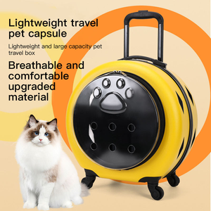 À la mode Portable Oxford Pet Trolley Case Sac À Dos Respirant Solide Motif Espace Capsule Conception Transparent Bagages Zipper - Product Image 3