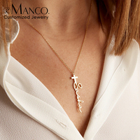 Collier EManco personnalisé avec pendentif croix et nom, chaîne en argent, cadeau de bijoux pour anniversaire, fête ou occasion spéciale
