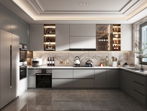 ชุดครัวสำเร็จรูป <span class=keywords><strong>Lesso</strong></span> <span class=keywords><strong>Home</strong></span> 2026 สไตล์โมเดิร์นหรูหรา พร้อมบานกระจก เคาน์เตอร์หินอ่อน ก๊อกน้ำ ฮาร์ดแวร์ปิดแบบนุ่มนวล เป็นมิตรกับสิ่งแวดล้อม - Product Image 1