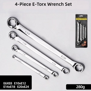 Jeu de clés E-Torx 4 pièces E6-E24, clés à double embout en acier chromé, kit de clés à molette pour réparation automobile, domestique et industrielle - Product Image 3
