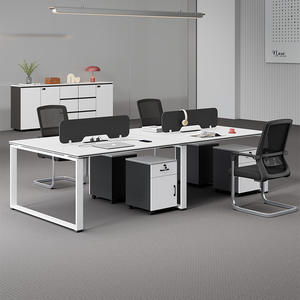 Bureau d'ordinateur Saint-Leste, poste de travail modulaire avec tiroir et cloison, combinaison chaise de bureau et bureau pour employé - Product Image 3