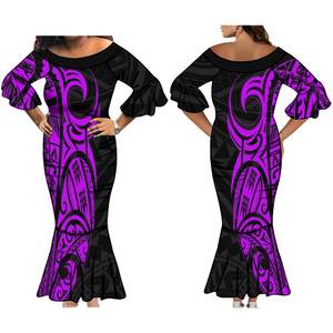 <span class=keywords><strong>Robe</strong></span> en queue de poisson à manches froufrous imprimée de fleurs hawaïennes en 1 quantité minimale de commande <span class=keywords><strong>Robe</strong></span> sirène <span class=keywords><strong>moulante</strong></span> décontractée pour femmes vêtements pour femmes de grande taille - Product Image 2