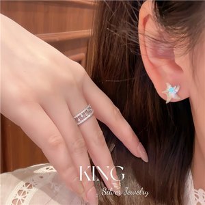 ต่างหูรูปปลาดาว เงินแท้ S925 ประดับขอบแบบ Bezel เหมาะสำหรับงานปาร์ตี้ เครื่องประดับแฟชั่น - Product Image 2