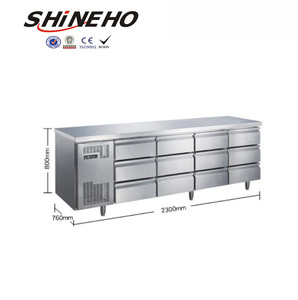 SHINEHO PROMO EXCEPTIONNELLE Réfrigérateur de travail en acier inoxydable de style américain <span class=keywords><strong>avec</strong></span> tiroirs - Product Image 6