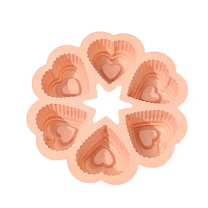Nuovo design a 6 fori a forma di cuore in silicone stampo muffin forma di cottura per Muffin popolare Cupcake
