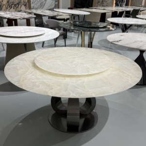 Bàn ăn hiện đại bằng đá cẩm thạch tự nhiên cao cấp, kiểu dáng sang trọng, phù hợp với phòng khách biệt thự, hình tròn lớn, dành cho 8 người - Product Image 3