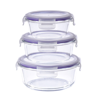 Ensemble de récipients de conservation alimentaire en verre supérieur, en verre borosilicate, pour la préparation des repas, avec couvercle