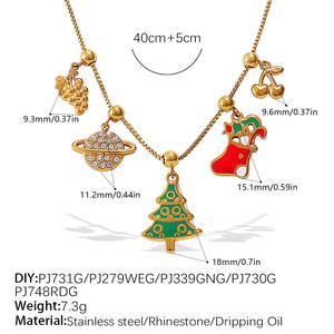 度假可爱甜美圣诞树魅力不锈钢镀金吊坠时尚饰品项链女批发 - Product Image 4